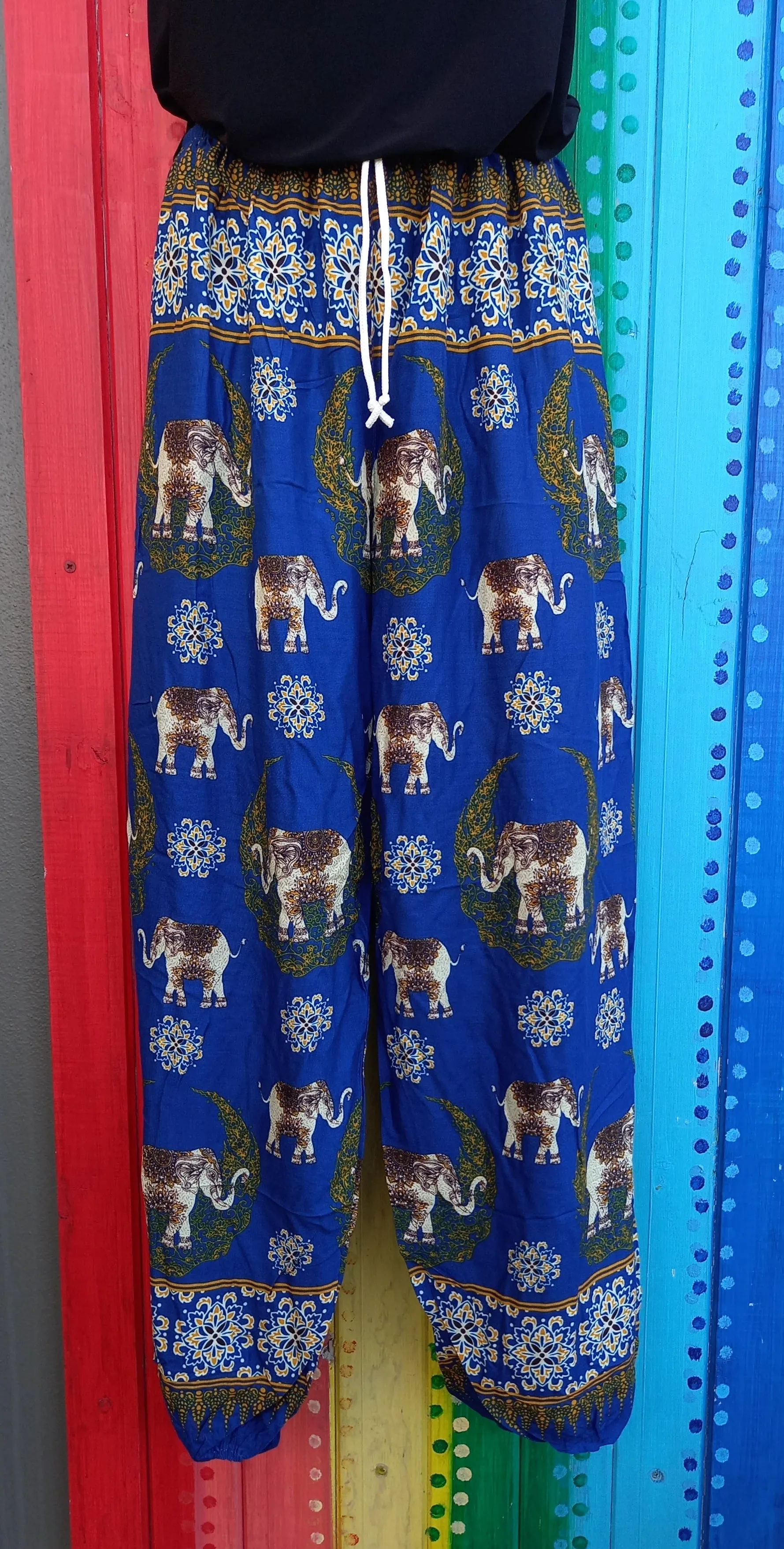 Thai Hippie Pants with Drawstring - Moon & Elephants