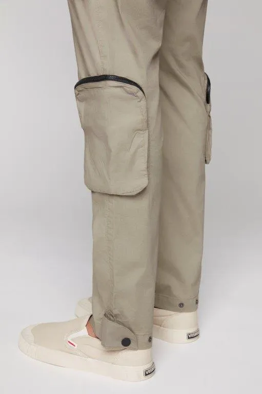 TRAVIS - Utility Cargo Stretch Poplin Pants with Adjustable Hem - Light Olive