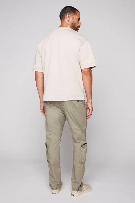 TRAVIS - Utility Cargo Stretch Poplin Pants with Adjustable Hem - Light Olive