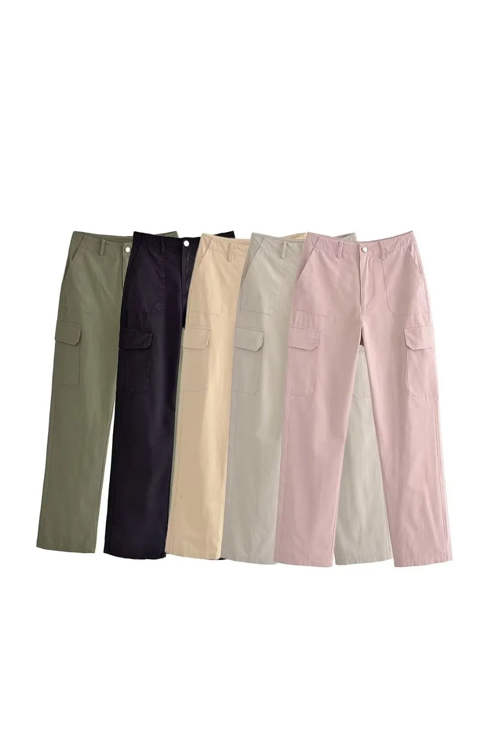 'Ustina' High-Waisted Straight-Leg Cargo Pants