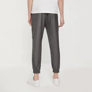 Vertical Grey Striped Cropped Pants