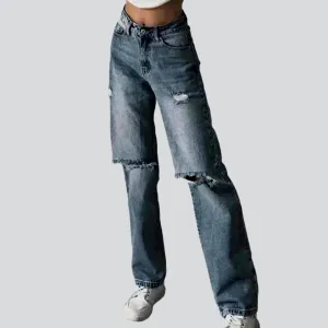 Whiskered grunge jeans for ladies