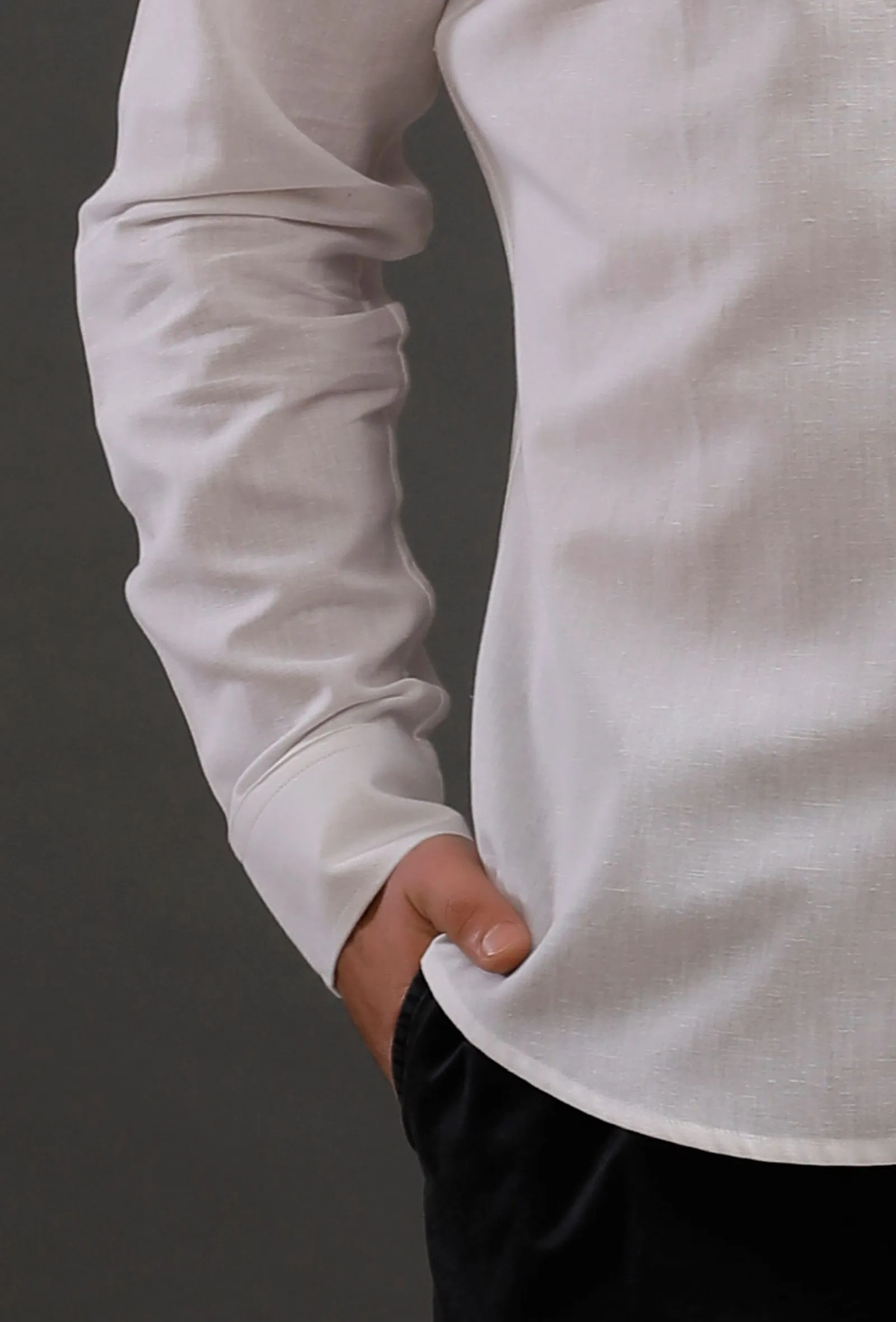 White Cotton Slim Fit Shirt