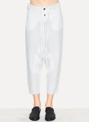 White Linen Tailored Back Pant